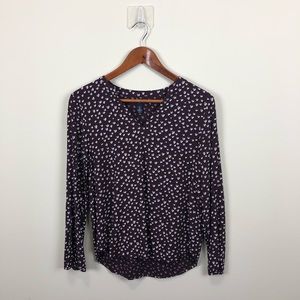 Plum Gap Heart Print Long Sleeve Blouse Size S
